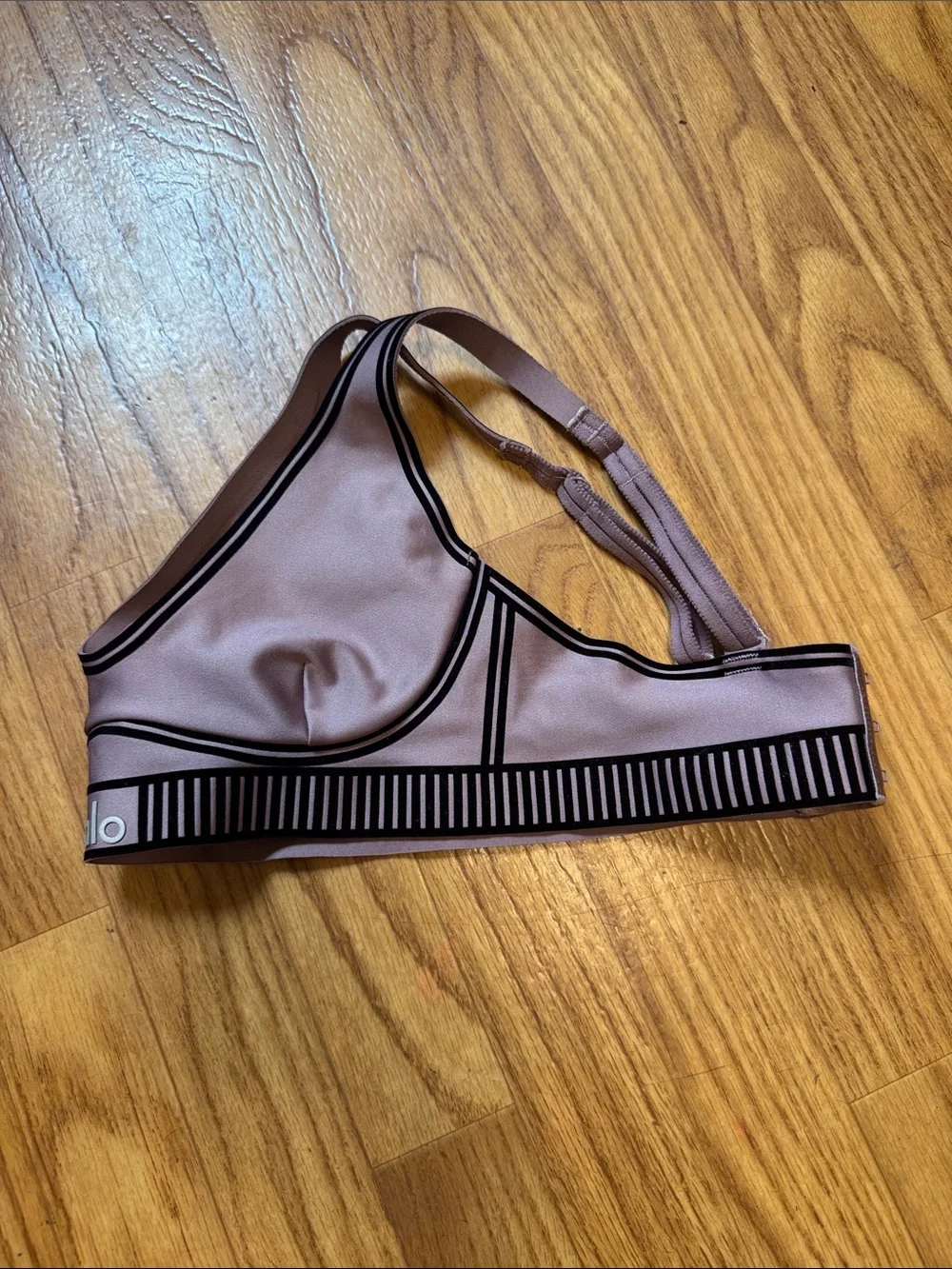 ALO Yoga Mauve Sports Bralette with Black Trim